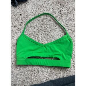 Green Halter Sports Bra Keyhole Cutout Dance Top Small